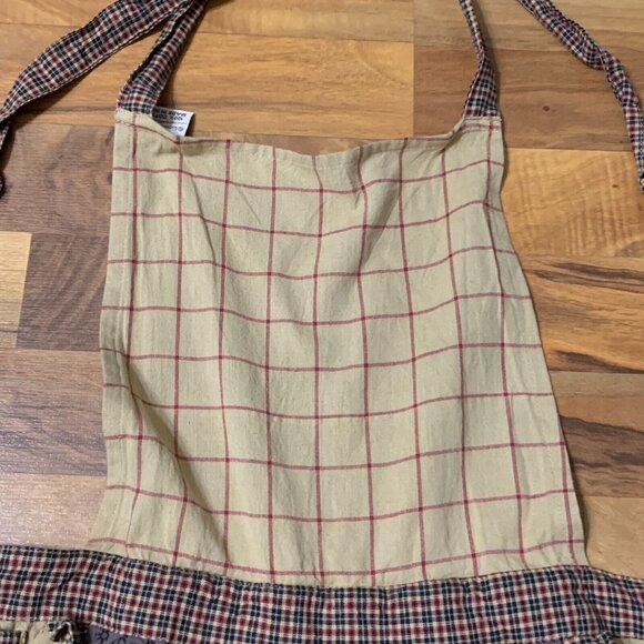 Nancy's Nook Tie Apron Farm House Star Brown Blue Plaid Kitchen India 4th July - Picture 3 of 11